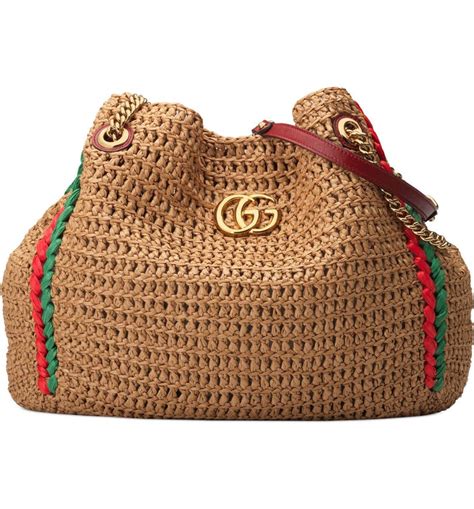 gucci marmont raffia tote|gucci marmont handbags.